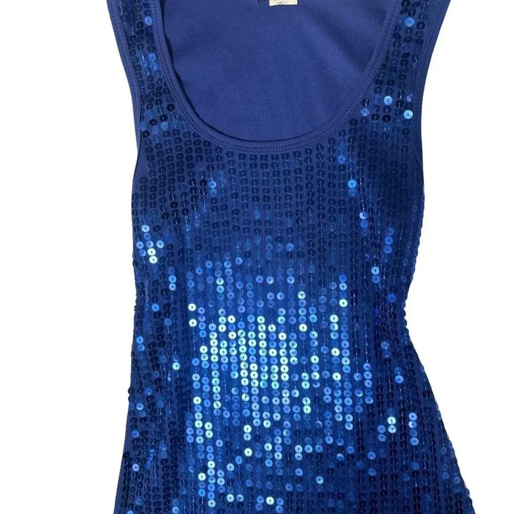 Y2K VINTAGE‎ BLUE SEQUIN WET SEAL SPARKLE TOP XS/SMALL EUC #13